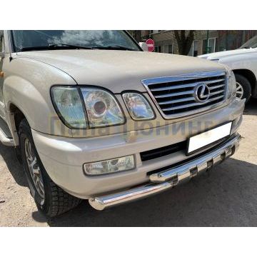 Защита переднего бампера двойная с перемычками d76/60 Папа Тюнинг для Lexus LX 470 1998-2007