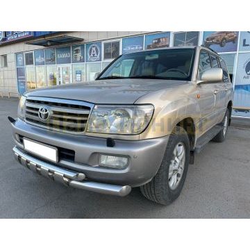 Защита переднего бампера двойная с перемычками d76/60 Папа Тюнинг для Toyota Land Cruiser 100 1998-2006