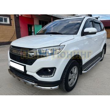 Защита переднего бампера двойная с перемычками d60/42 Папа Тюнинг для Lifan Myway 2017-