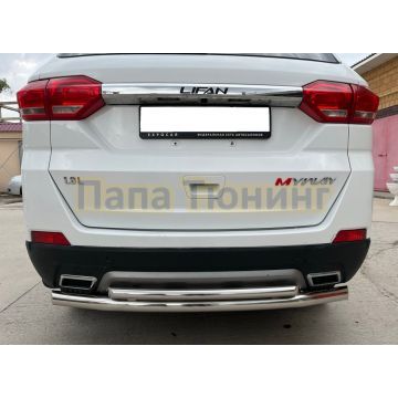 Защита заднего бампера двойная d60/42 Папа Тюнинг для Lifan Myway 2017-