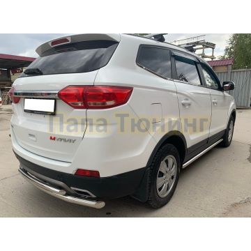 Защита заднего бампера двойная d60/42 Папа Тюнинг для Lifan Myway 2017-