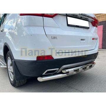 Защита заднего бампера двойная с перемычками d60/42 Папа Тюнинг для Lifan Myway 2017-