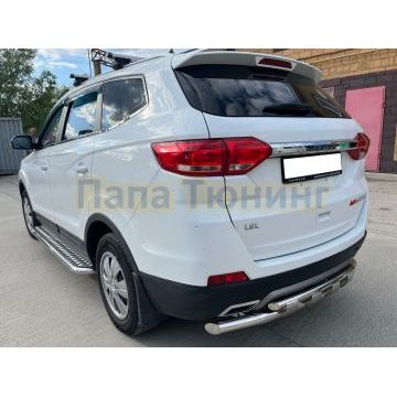 Защита заднего бампера двойная с перемычками d60/42 Папа Тюнинг для Lifan Myway 2017-