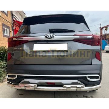 Защита заднего бампера с перемычками d60/42 Папа Тюнинг для Kia Seltos 2019-
