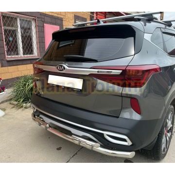 Защита заднего бампера с перемычками d60/42 Папа Тюнинг для Kia Seltos 2019-
