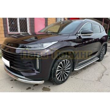 Пороги с накладным листом d53 Папа Тюнинг для Exeed TXL 2021-