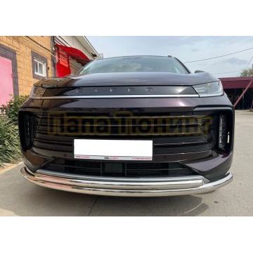 Защита переднего бампера двойная d60/42 Папа Тюнинг для Exeed TXL 2021-