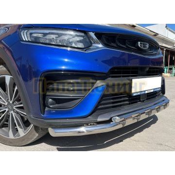 Защита переднего бампера двойная с перемычками d60/42 Папа Тюнинг для Geely Tugella 2021-