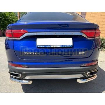 Защита заднего бампера угловая d60 Папа Тюнинг для Geely Tugella 2021-