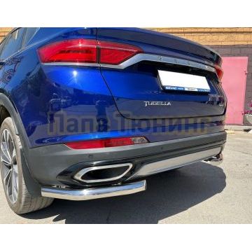 Защита заднего бампера угловая d60 Папа Тюнинг для Geely Tugella 2021-