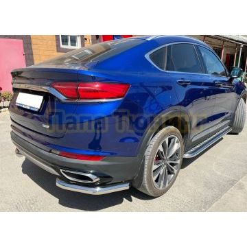 Защита заднего бампера угловая d60 Папа Тюнинг для Geely Tugella 2021-