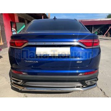 Защита заднего бампера угловая большая d60 Папа Тюнинг для Geely Tugella 2021-