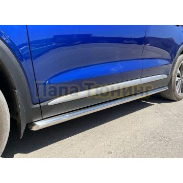 Защита штатного порога труба d60 Папа Тюнинг для Geely Tugella 2021-