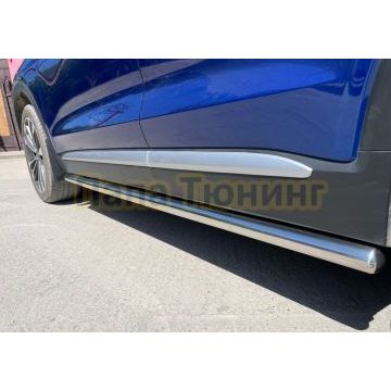 Защита штатного порога труба d60 Папа Тюнинг для Geely Tugella 2021-
