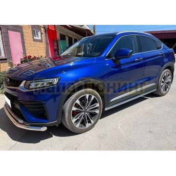 Защита штатного порога труба d60 Папа Тюнинг для Geely Tugella 2021-