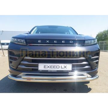 Защита переднего бампера двойная d60/42 Папа Тюнинг для CheryExeed LX 2022-