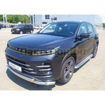 Защита переднего бампера двойная d60/42 Папа Тюнинг для CheryExeed LX 2022-