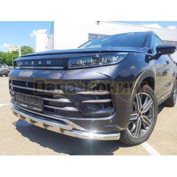 Защита переднего бампера двойная с перемычками d60/42 Папа Тюнинг для CheryExeed LX 2022-