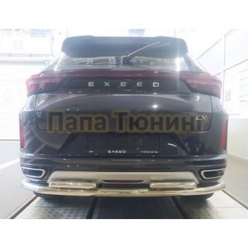 Защита заднего бампера двойная d60/42 Папа Тюнинг для CheryExeed LX 2022-