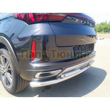 Защита заднего бампера двойная d60/42 Папа Тюнинг для CheryExeed LX 2022-