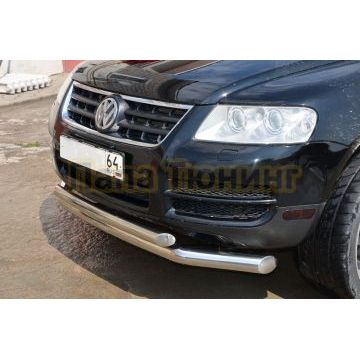 Защита переднего бампера двойная d76/60 Volkswagen Touareg  2004-2007