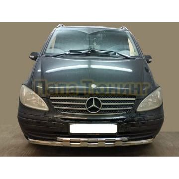Защита переднего бампера двойная с перемычками d60 Папа Тюнинг для Mercedes-Benz Vito 2005-2014