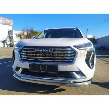 Защита переднего бампера двойная d60/62 Папа Тюнинг для Haval Jolion 2021-