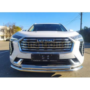 Защита переднего бампера двойная d60/62 Папа Тюнинг для Haval Jolion 2021-