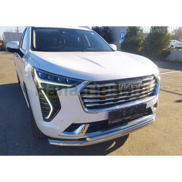 Защита переднего бампера двойная d60/62 Папа Тюнинг для Haval Jolion 2021-
