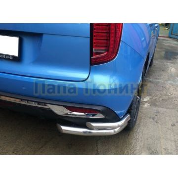 Защита заднего бампера угловая двойная d60/42 Папа Тюнинг для Haval Jolion 2021-