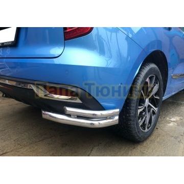 Защита заднего бампера угловая двойная d60/42 Папа Тюнинг для Haval Jolion 2021-