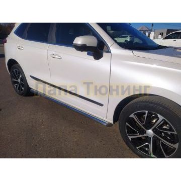 Защита порога труба d60 Папа Тюнинг для Haval Jolion 2021-