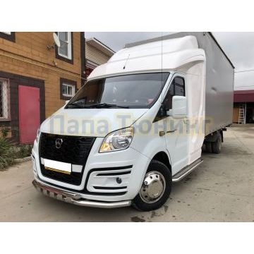 Защита переднего бампера с перемычками (бампер луидоровский) d60/60 Папа Тюнинг для ГАЗ  ГАЗель Next 2014-