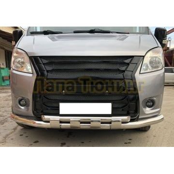 Защита переднего бампера с перемычками (бампер «Lexus») d76/60 Папа Тюнинг для ГАЗ ГАЗель Next 2014-