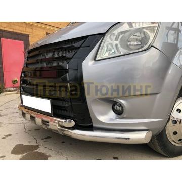 Защита переднего бампера с перемычками (бампер «Lexus») d76/60 Папа Тюнинг для ГАЗ ГАЗель Next 2014-
