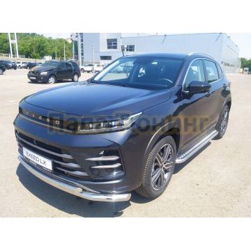 Пороги с накладным листом d53 Папа Тюнинг для CheryExeed LX 2022-