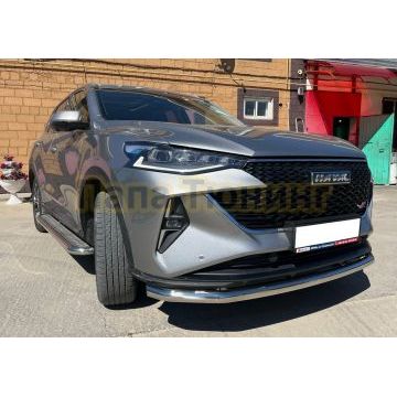 Защита переднего бампера с подгибами Папа Тюнинг d60 для Haval F7 2022-