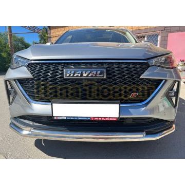 Защита переднего бампера с подгибами Папа Тюнинг d60/42 для Haval F7 2022-