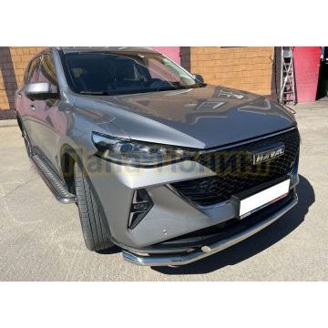 Защита переднего бампера с подгибами Папа Тюнинг d60/42 для Haval F7 2022-