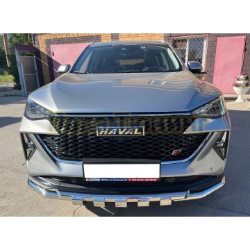 Защита переднего бампера G) с подгибами Папа Тюнинг d60/60 для Haval F7 2022-