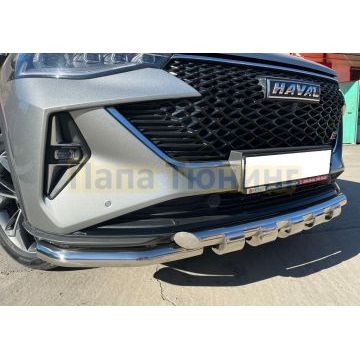 Защита переднего бампера G) с подгибами Папа Тюнинг d60/60 для Haval F7 2022-