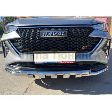Защита переднего бампера G) с подгибами Папа Тюнинг d60/60 для Haval F7 2022-