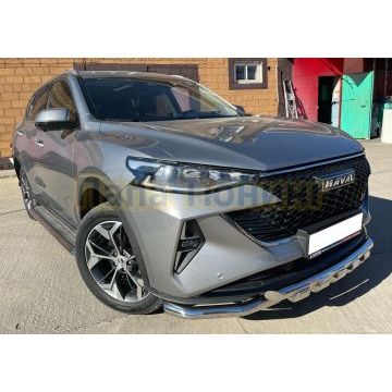 Защита переднего бампера G) с подгибами Папа Тюнинг d60/60 для Haval F7 2022-