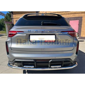 Защита заднего бампера угловая большая Папа Тюнинг d60/42 для Haval F7 2022-