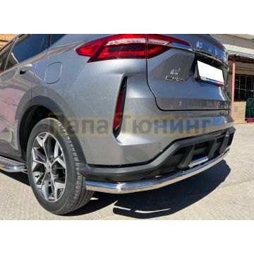 Защита заднего бампера угловая большая Папа Тюнинг d60/42 для Haval F7 2022-