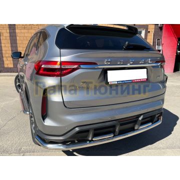 Защита заднего бампера угловая большая Папа Тюнинг d60/42 для Haval F7 2022-