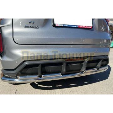 Защита заднего бампера угловая большая двойная Папа Тюнинг d60/42 для Haval F7 2022-