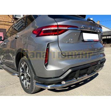 Защита заднего бампера угловая большая двойная Папа Тюнинг d60/42 для Haval F7 2022-