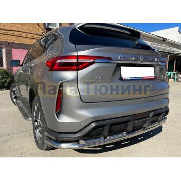 Защита заднего бампера угловая большая двойная Папа Тюнинг d60/42 для Haval F7 2022-