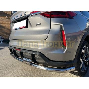 Защита заднего бампера угловая большая двойная с перемычками Папа Тюнинг d60/42 для Haval F7 2022-